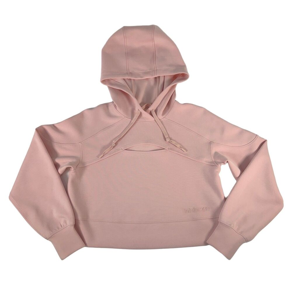 Lululemon Pink Cropped Hoodie Size 4 Pullover Drawstring Hood Women's
